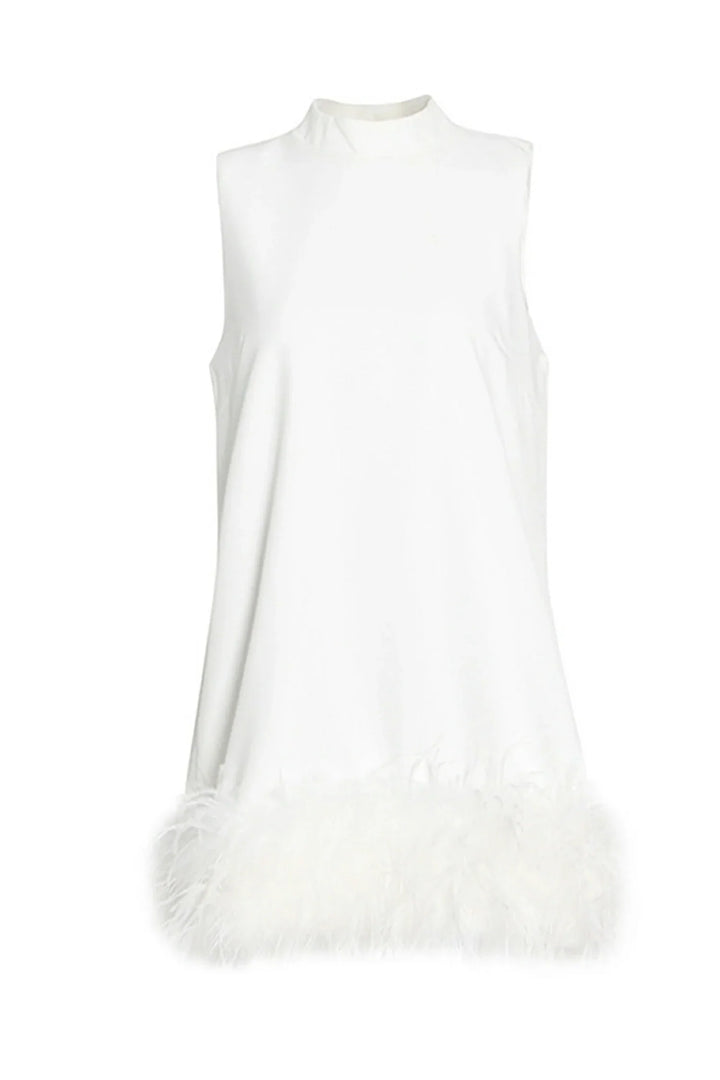 Adunma - A-Line Fur Hem Mini Dress