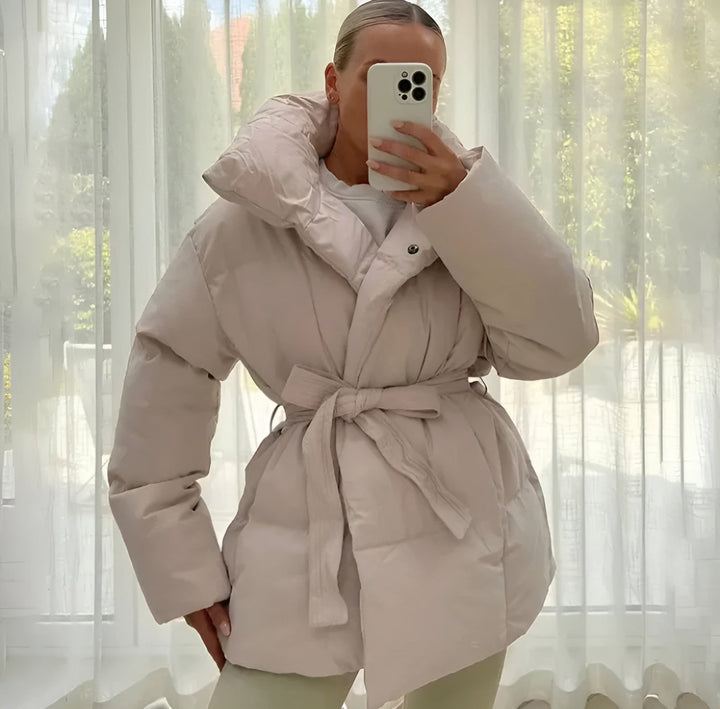 Lyfira - Zipper Puffer Jacket With Belt