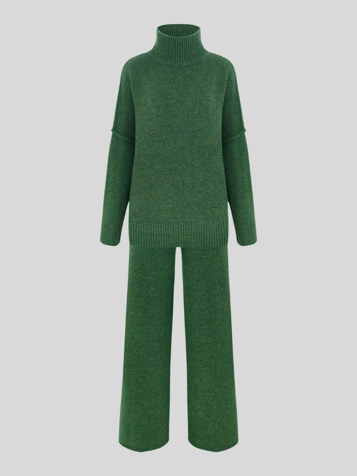 Aryndel - Oversized Turtle-Neck Knitted Two-Piece Set