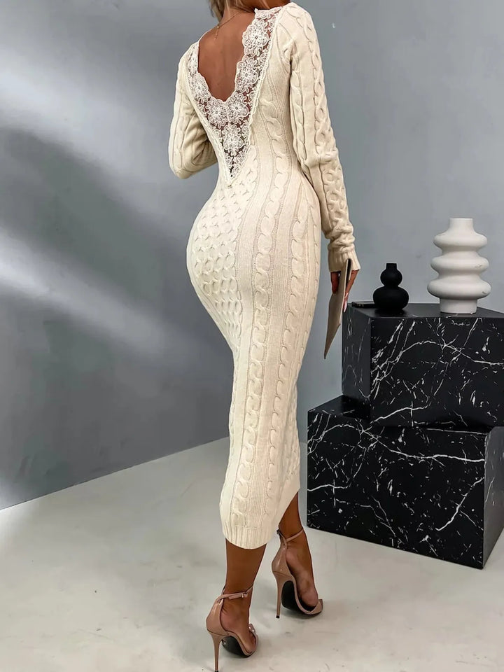 Janaa™ | Elegant Back Sweater Dress