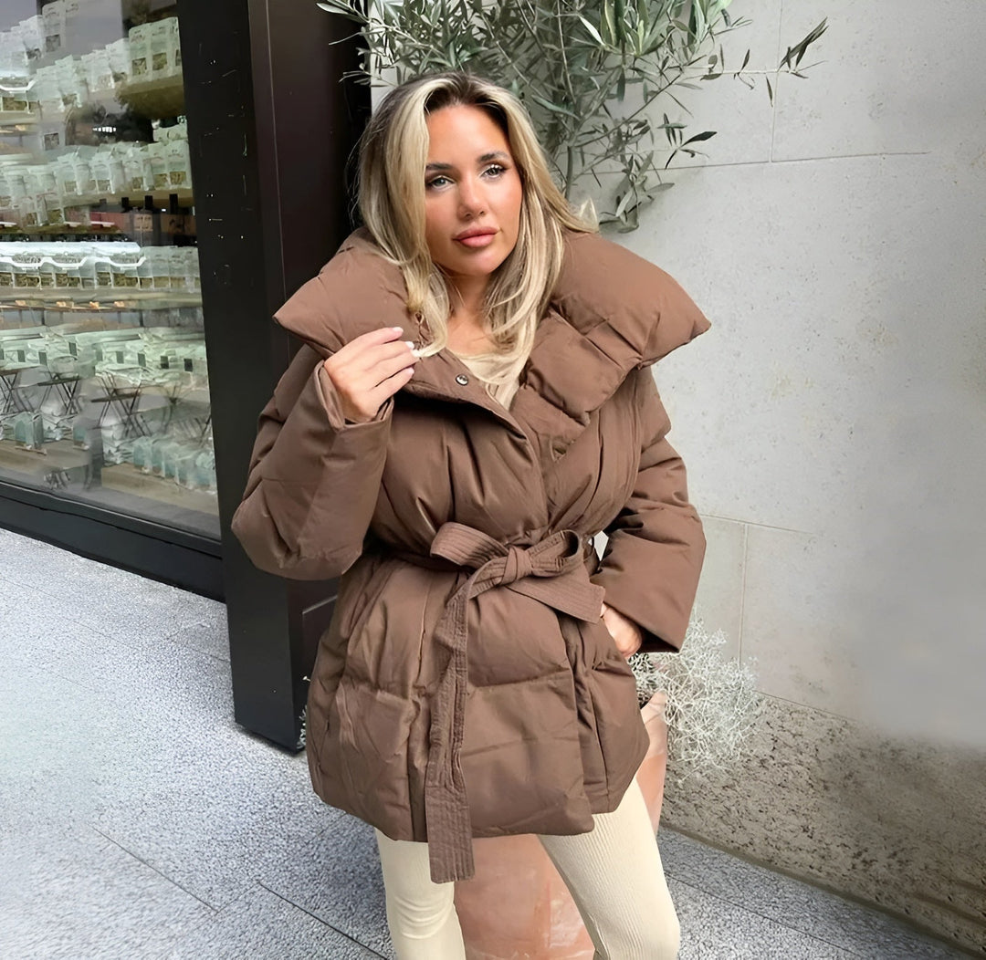 Lyfira - Zipper Puffer Jacket With Belt