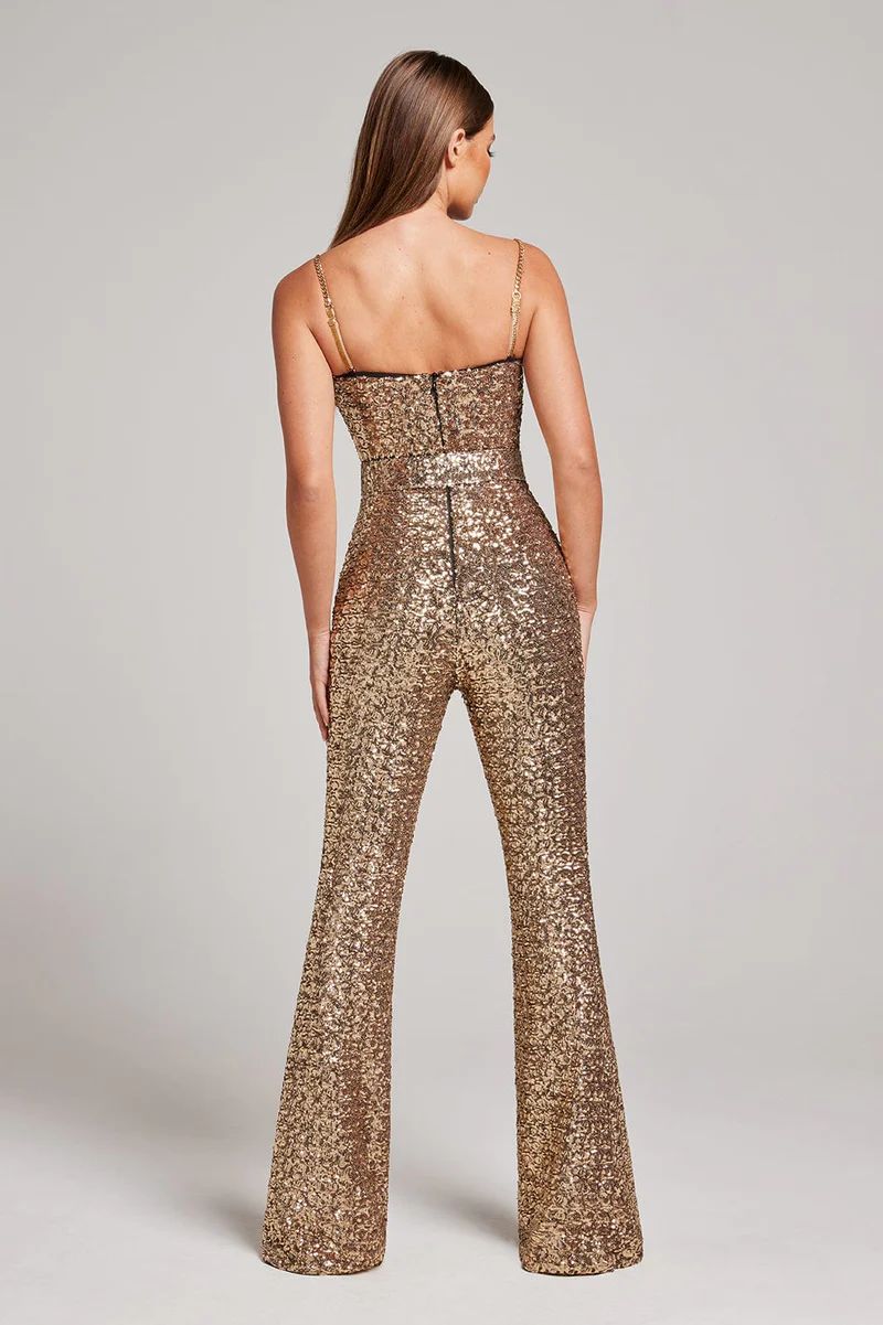 Lenadi - Sparkle Sequins Jumpsuit With Belt