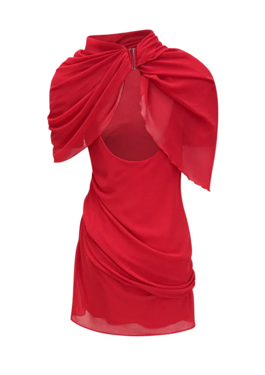 Zyanira - Asymmetrical Pleated Mini Dress