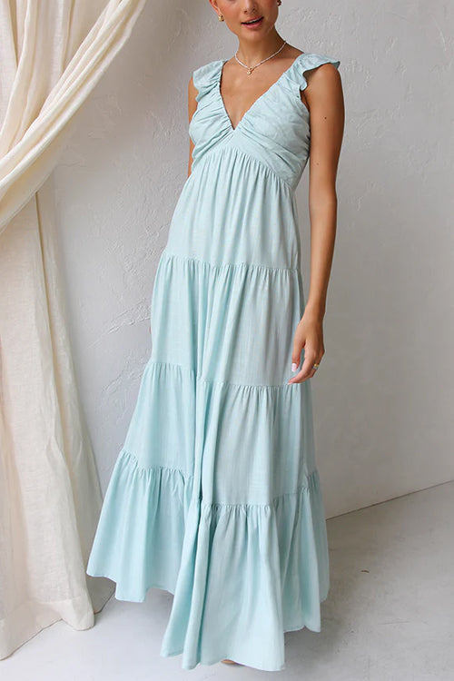 Celeste™ V-neck sleeveless linen maxi dress